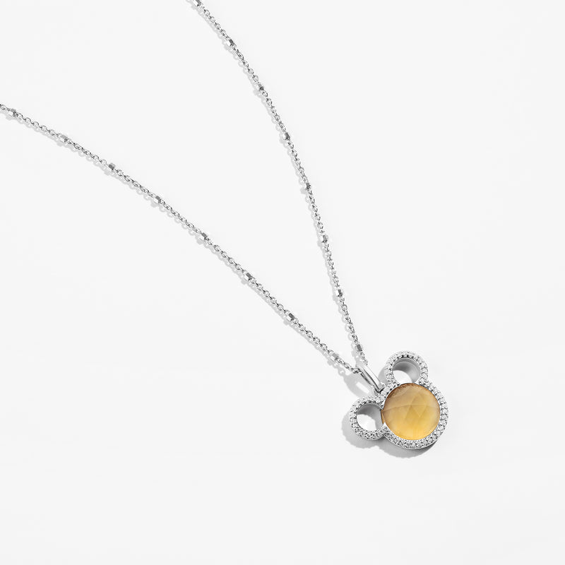MICKEY MOUSE Lemon Sensation Women's Pendant with Citrine and 1/6 CTTW Diamonds in Sterling Silver 