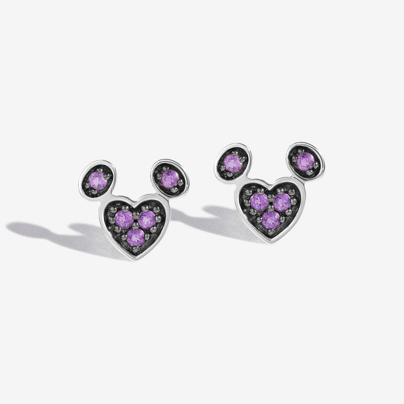 Black Raspberry Frost Amethyst Mickey Heart Earrings 