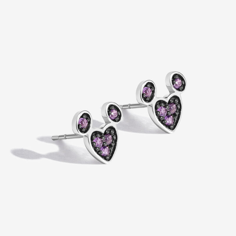 Black Raspberry Frost Amethyst Mickey Heart Earrings 