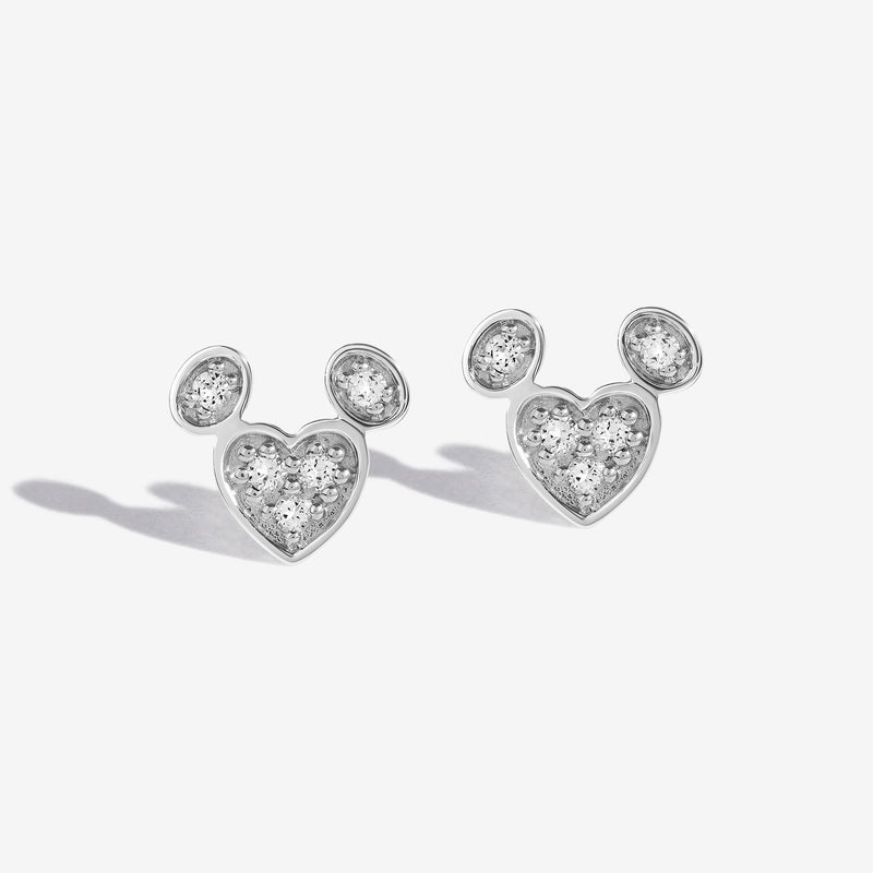 Vanilla Ice White Topaz Mickey Heart Earrings 