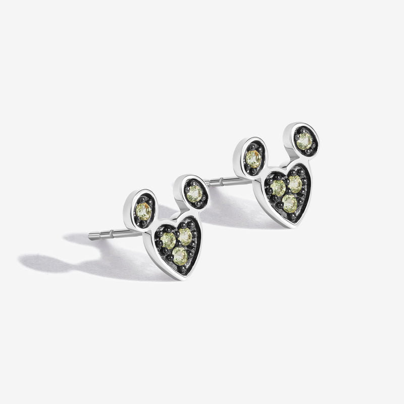 Pistachio Nutso Peridot Mickey Heart Earrings 
