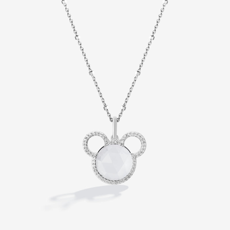 MICKEY MOUSE Vanilla Ice Women's Pendant with  White Quartz and 1/6 CTTW Diamonds in Sterling Silver 
