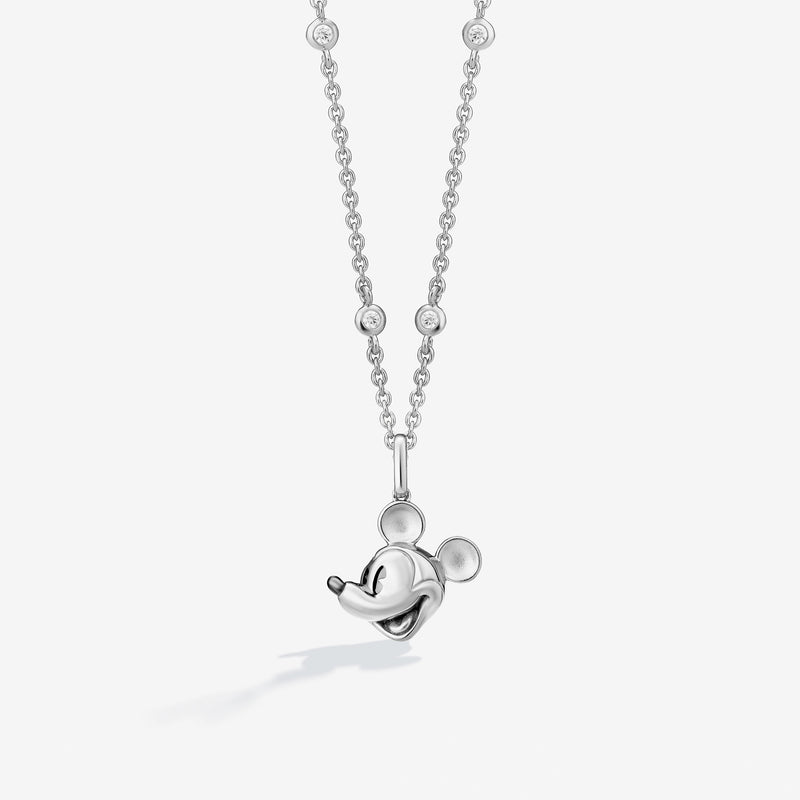 MICKEY MOUSE By-the-yard Women's Necklace with 1/4 CTTW Diamonds in Sterling Silver 