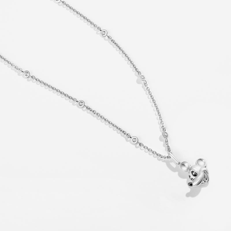 MICKEY MOUSE By-the-yard Women's Necklace with 1/4 CTTW Diamonds in Sterling Silver 