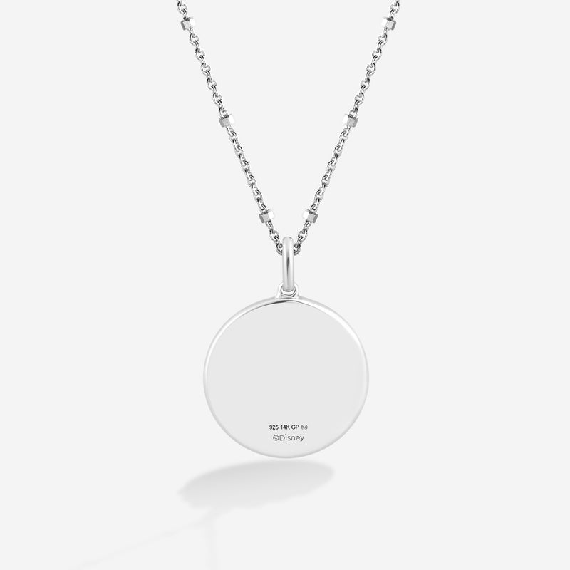 DUMBO Medallion Women's Necklace with Garnet, London Blue Topaz
and 1/10 CTTW Diamonds in 14K Rose Gold and Black Rhodium and Sterling Silver 