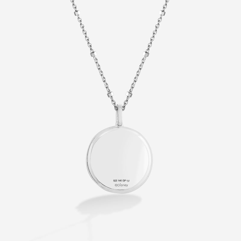 MOANA Medallion Women's Necklace with London blue Topaz and 1/6 CTTW Diamonds in Black Rhodium and Sterling Silver 