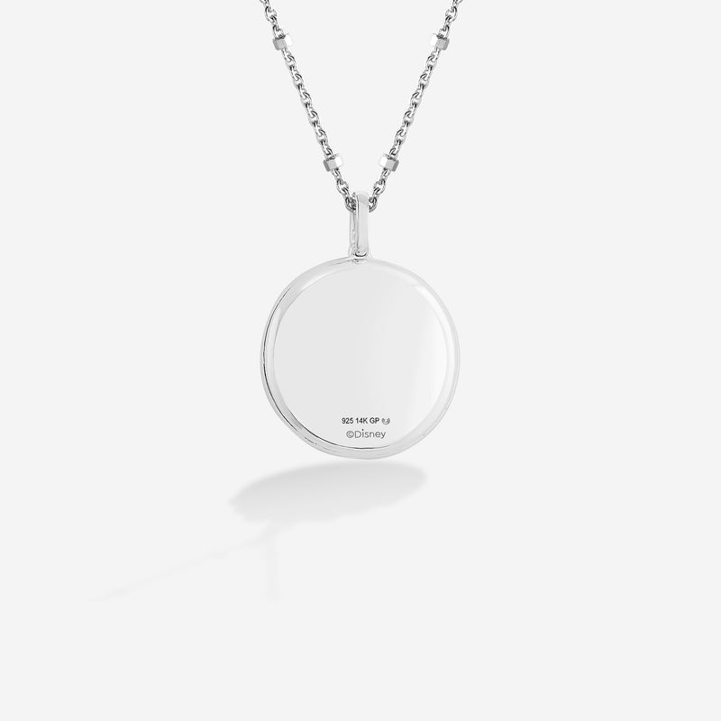 MOANA Medallion Women's Necklace with London blue Topaz and 1/6 CTTW Diamonds in Black Rhodium and Sterling Silver 