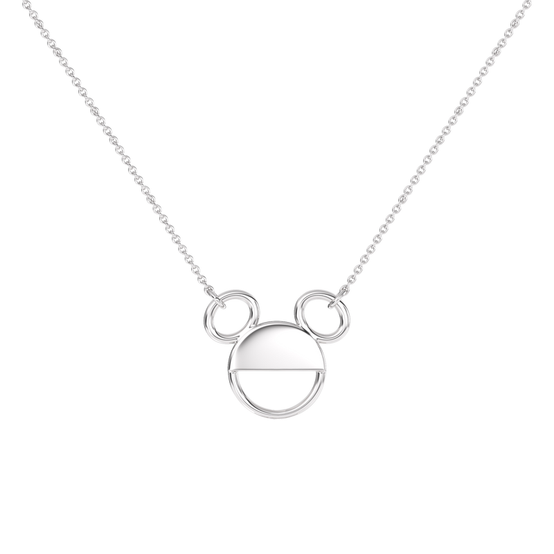 Lilo And Stitch Charm in Sterling Silver and Black Rhodium with Accent Diamonds 