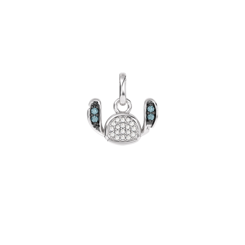 Lilo And Stitch Stitch Charm in Sterling Silver with Accent Diamonds and London Blue Topaz 